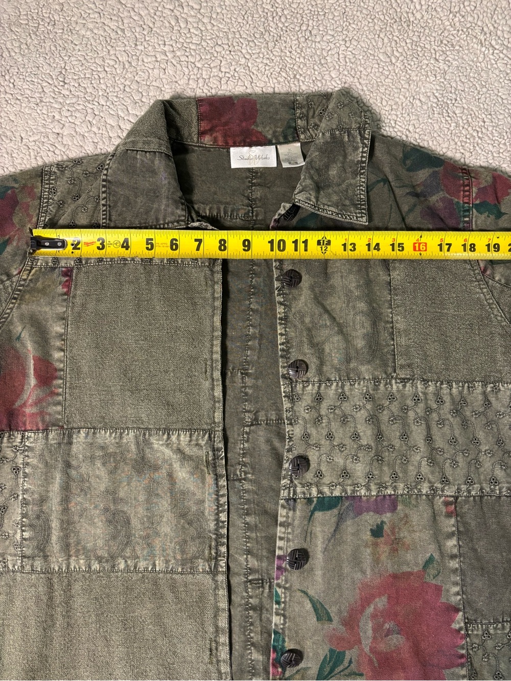 Vintage Y2K Studio Works Patchwork Floral Jacket Women’s XL 100% Cotton - Picture 7 of 8